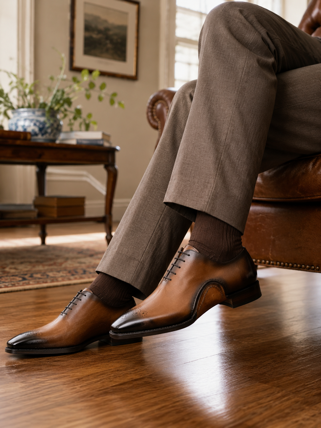 Zapatos Oxford con Medallón para Hombre en Color Marrón outfit scenario