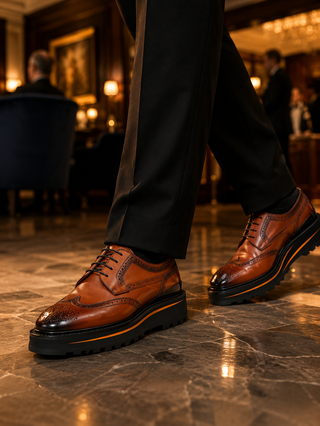 Antique Walnut Platform Derby outfit scenario