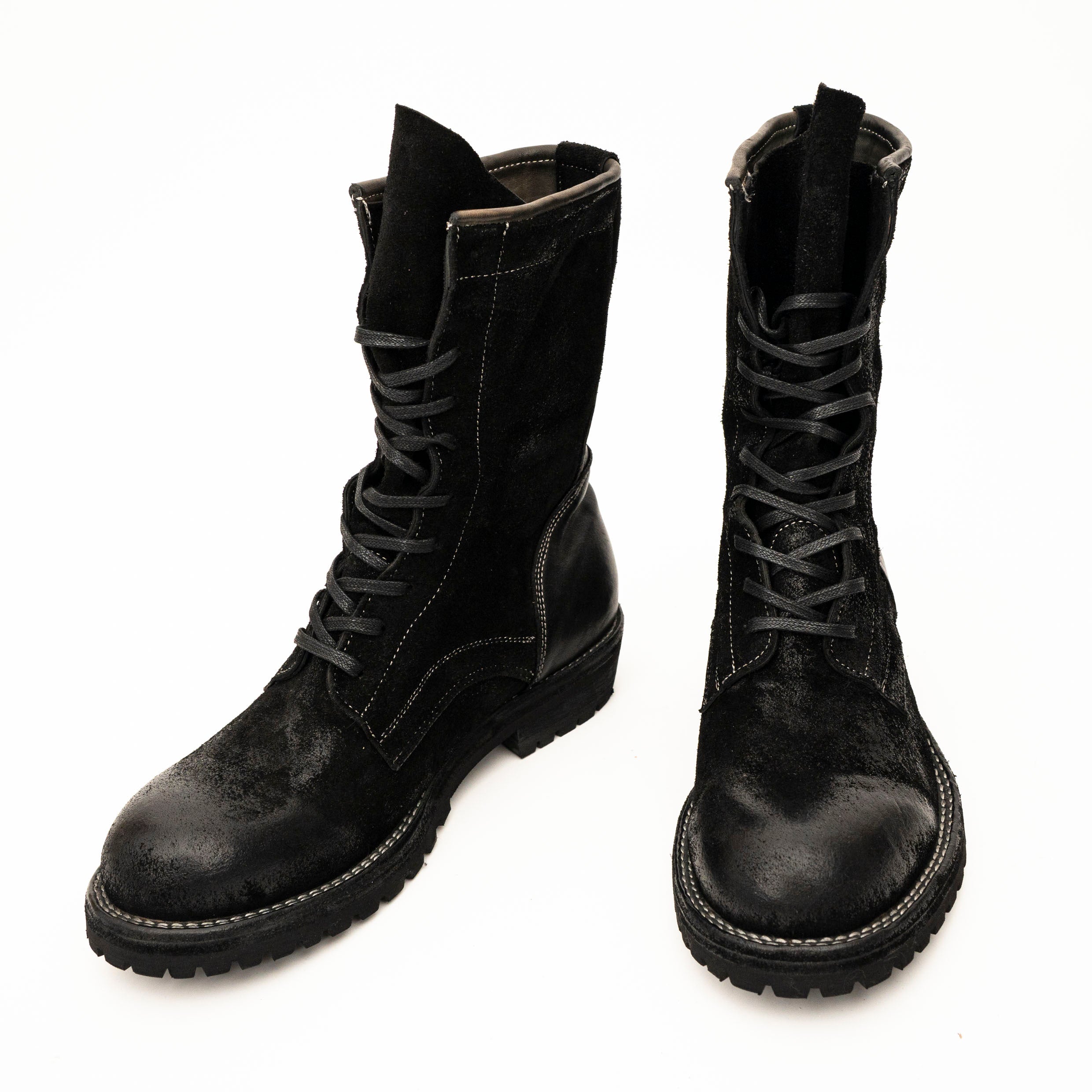 DIVINCH 5002B black lace-up boots top pair view
