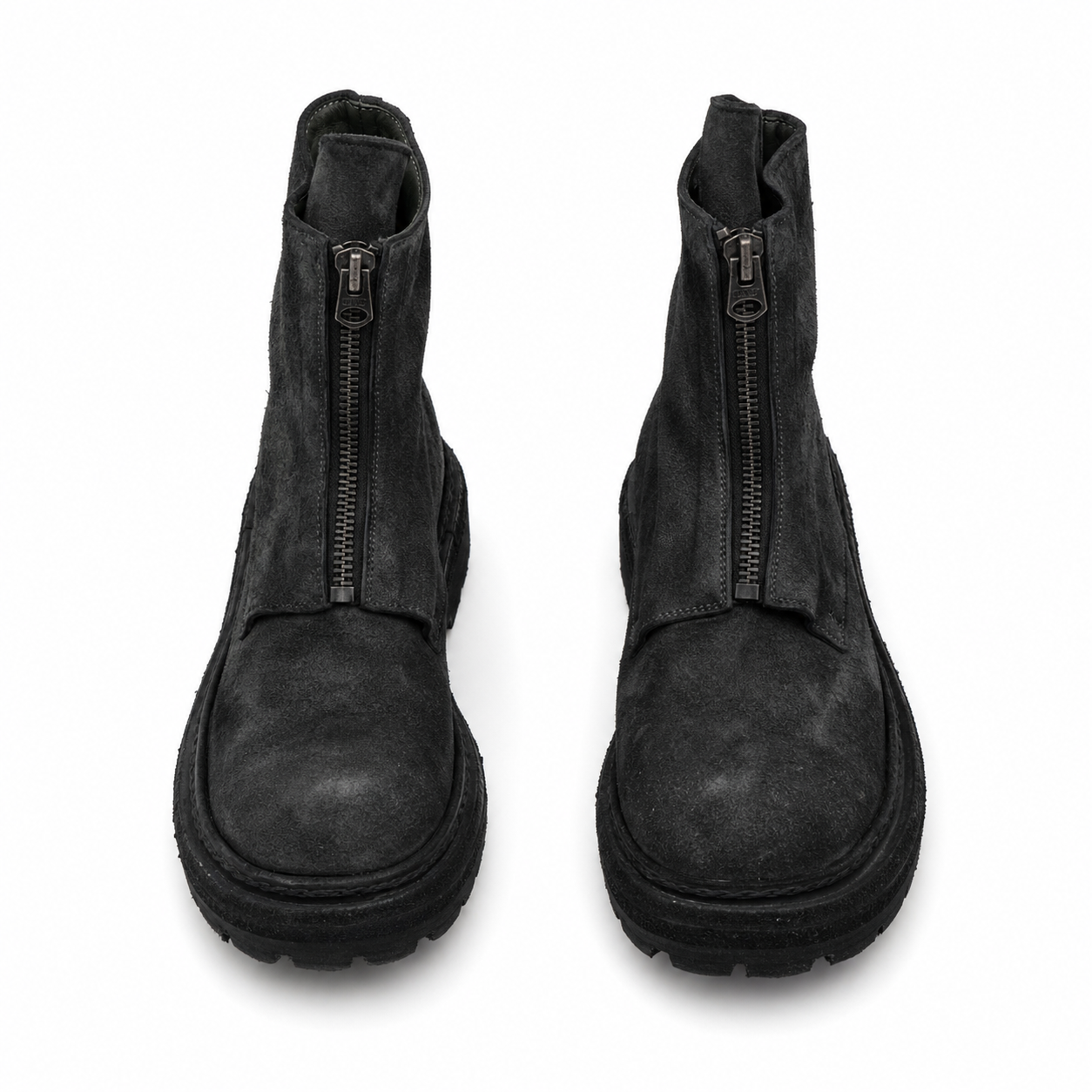 DIVINCH 5101B charcoal black zip ankle boots front view