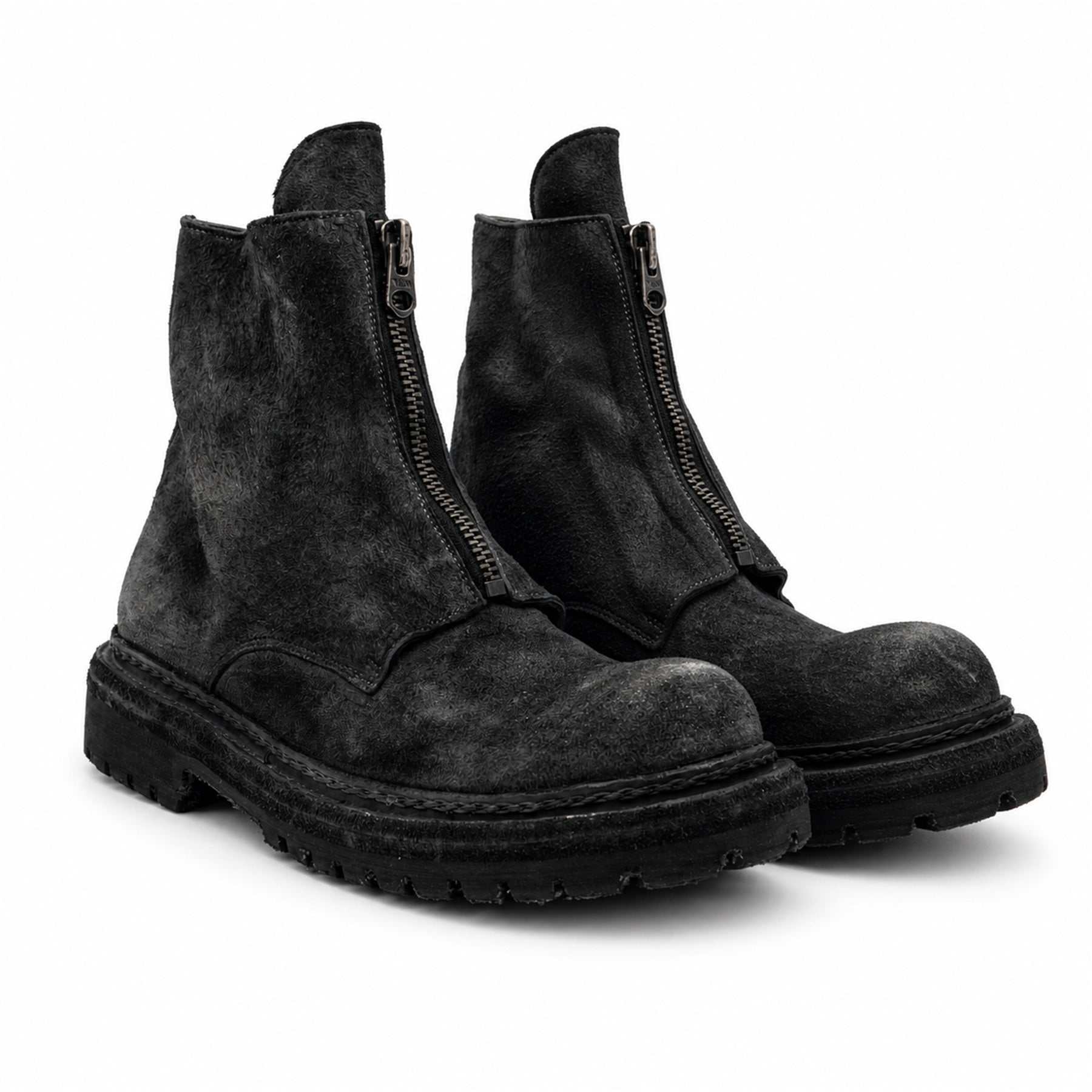 DIVINCH 5101B charcoal black zip ankle boots pair angled view