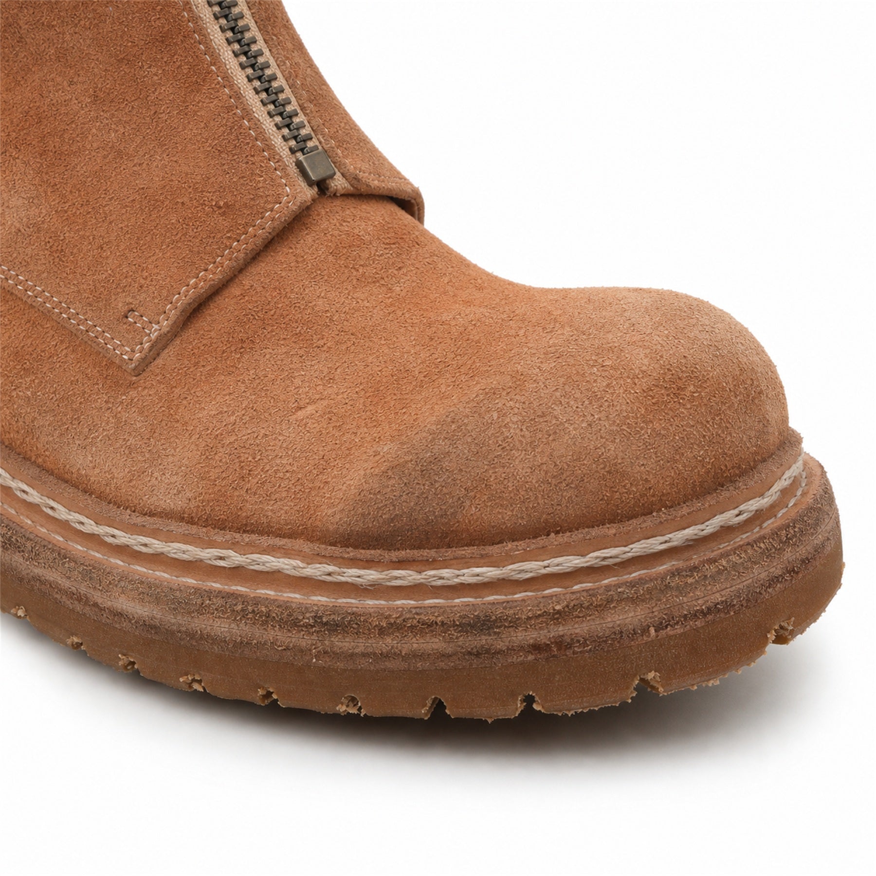 DIVINCH camel suede zip ankle boot side profile