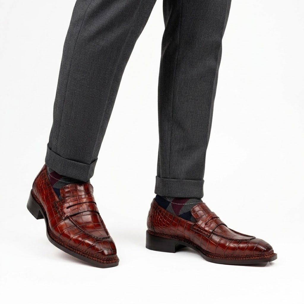 Burnished Red Crocodile Loafer