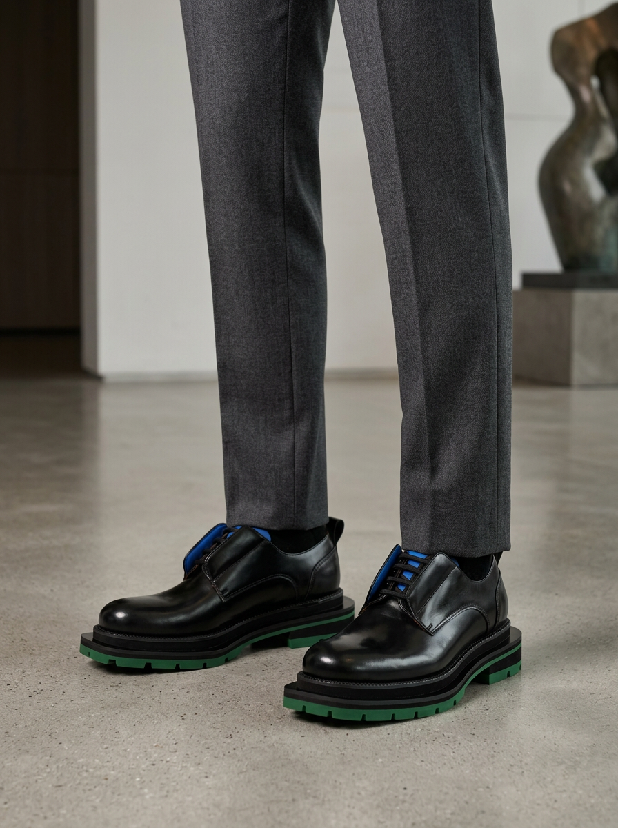 Black Blue Green Platform Derby outfit scenario