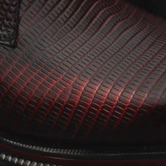 Burgundy Textured Calfskin Derby Shoes with Red Edging
