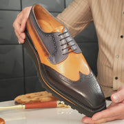 Scarpe derby formali in pelle di vitello con suola spessa blu 