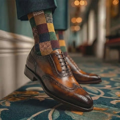 Chaussures Oxford marron foncé à bout fleuri allongé