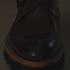 Dark Brown Plain-Toe Cow Leather Monk Shoes